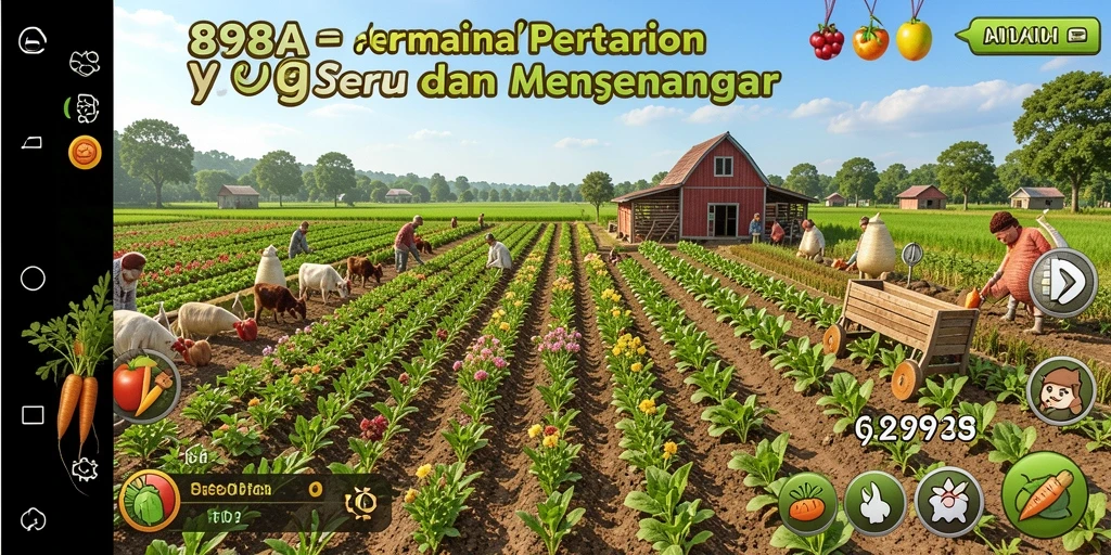 Tangkapan layar gameplay 898A menunjukkan keseruan bertani dan mengelola lahan.