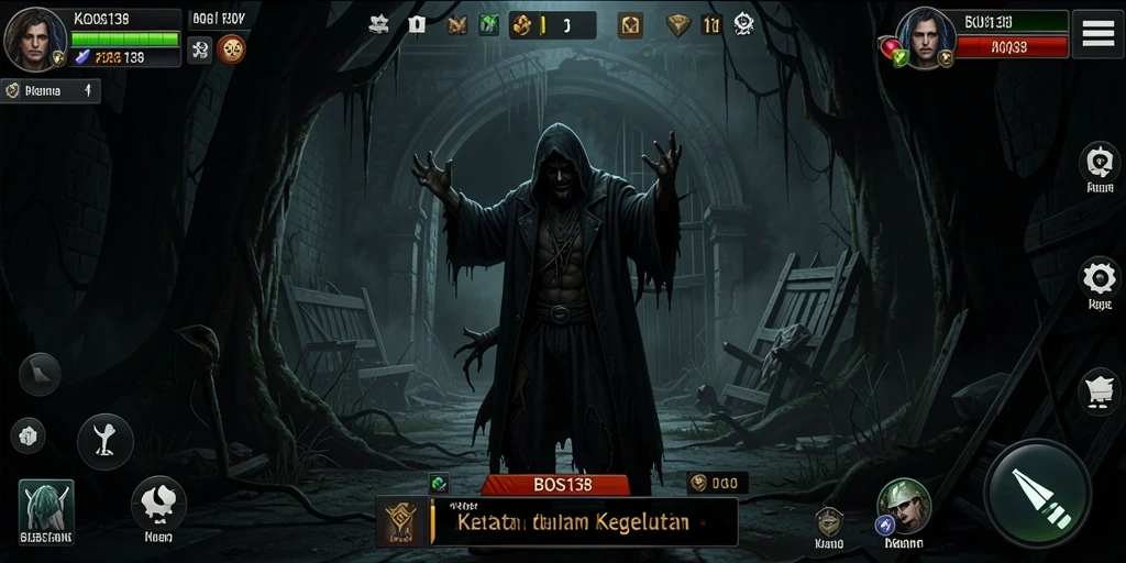 Screenshot menegangkan dari gameplay BOS138 dengan suasana Horror.