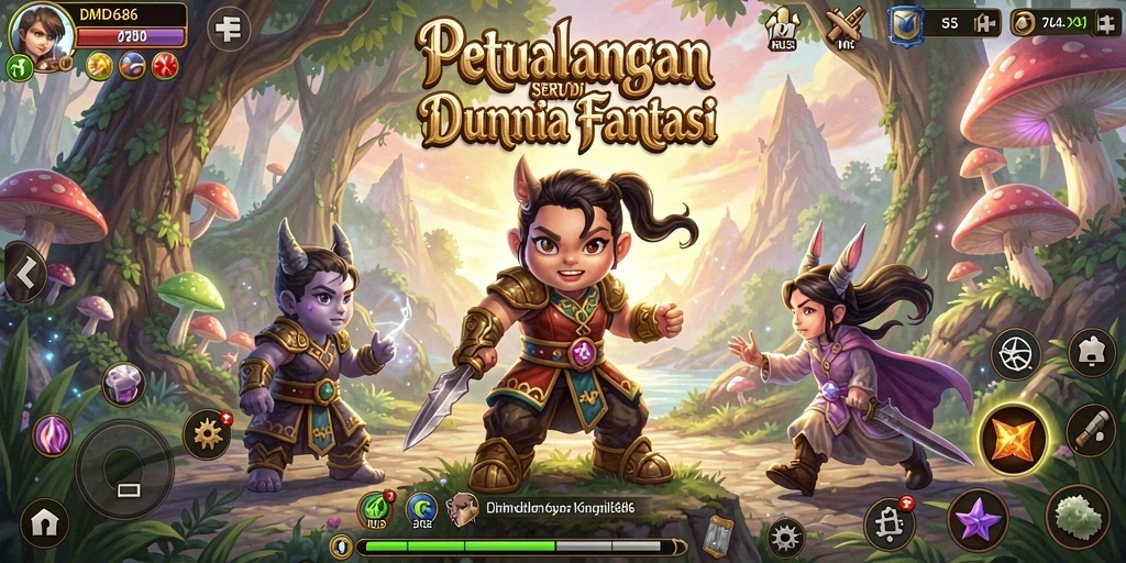 Tampilan gameplay DMD686 yang menakjubkan di dunia petualangan.