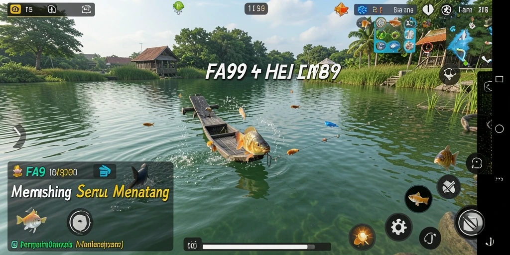 Tampilan gameplay FA99 yang mendebarkan saat menangkap ikan.