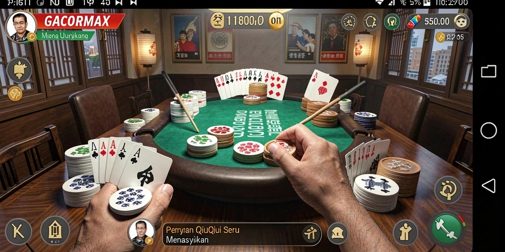 Tampilan gameplay GACORMAX yang menarik dan dinamis saat bermain QiuQiu.