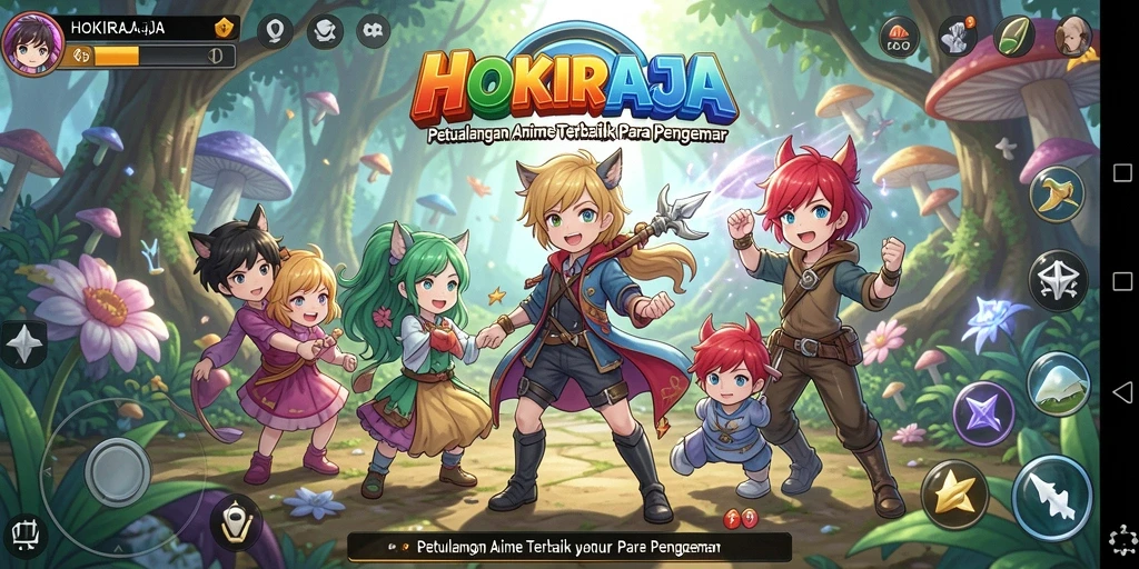 Tampilan gameplay HOKIRAJA dengan karakter Anime yang memukau.