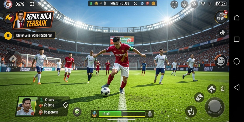 Screenshot ID678 menampilkan aksi seru di lapangan sepak bola.