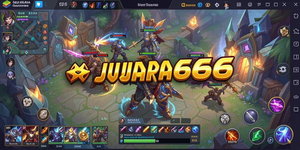 Tangkapan layar gameplay JUARA666 menampilkan aksi seru di arena MOBA.