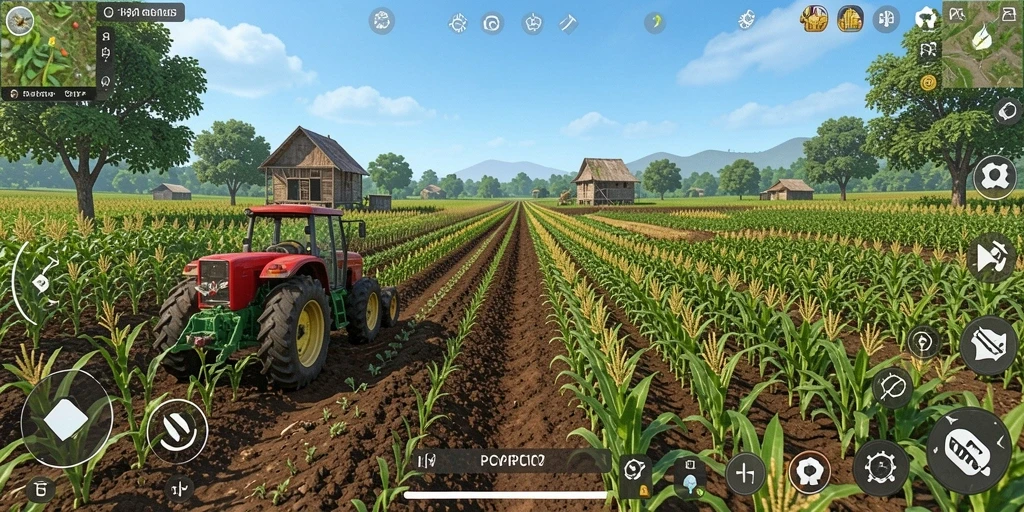 Tampilan gameplay menampilkan ladang yang indah dan hewan ternak beragam.