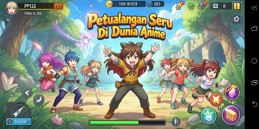 Tampilan menarik dari gameplay PP123 dengan karakter anime yang hidup.