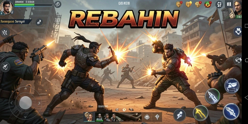 Tampilan gameplay seru dari REBAHIN di arena tempur.