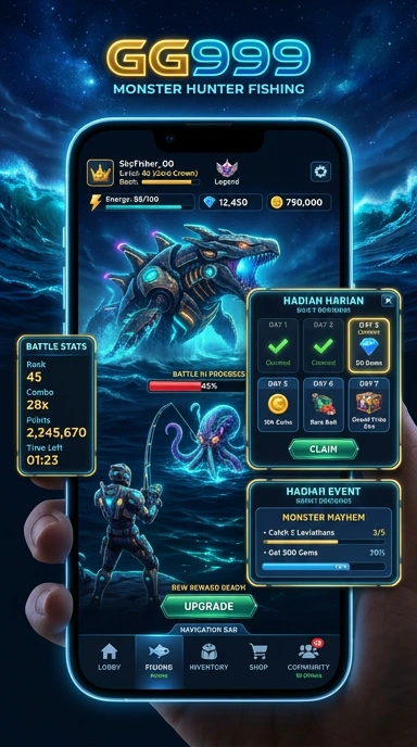 Tampilan utama aplikasi gg999 dengan navigasi yang mudah.